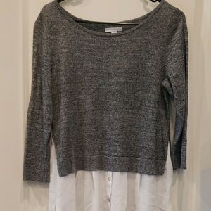 New York & Company Gray and White Layered Blouse
